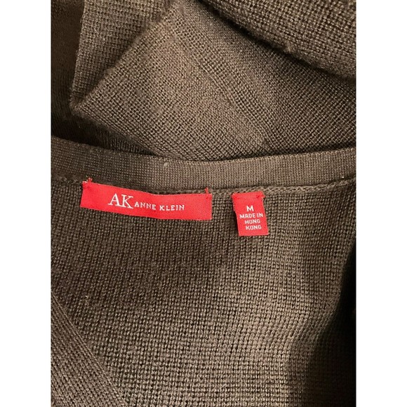 VTG Anne Klein Womens Wool Suede Cardigan M Brown 90s Fairy Goblincore Retro - Picture 3 of 6